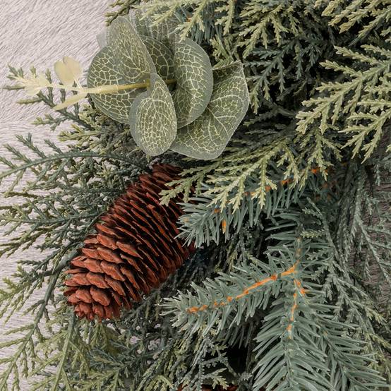 Couronne de Noël artificielle Ø60 cm - style evergreens - Little Grove - Image 3