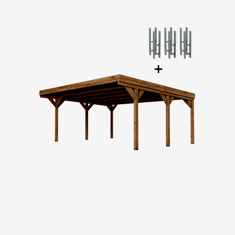 Cerland - Carport double bois 30,9 m² avec supports en H - Image 1