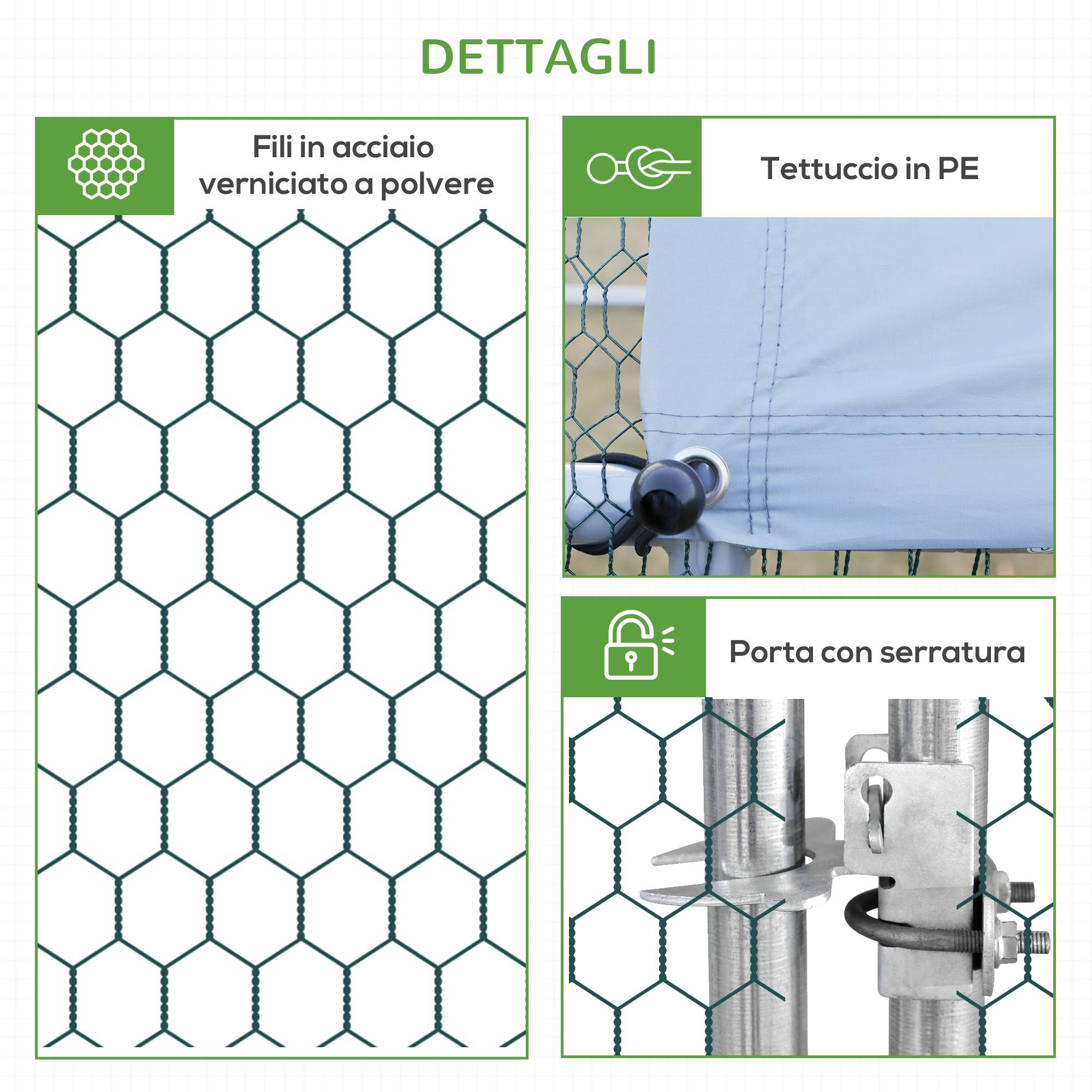 Enclos Poulailler Parc Volaille Acier Galvanisé Filet 3x8x2m Argenté - ComfortXL Outdoor Living - Image 9