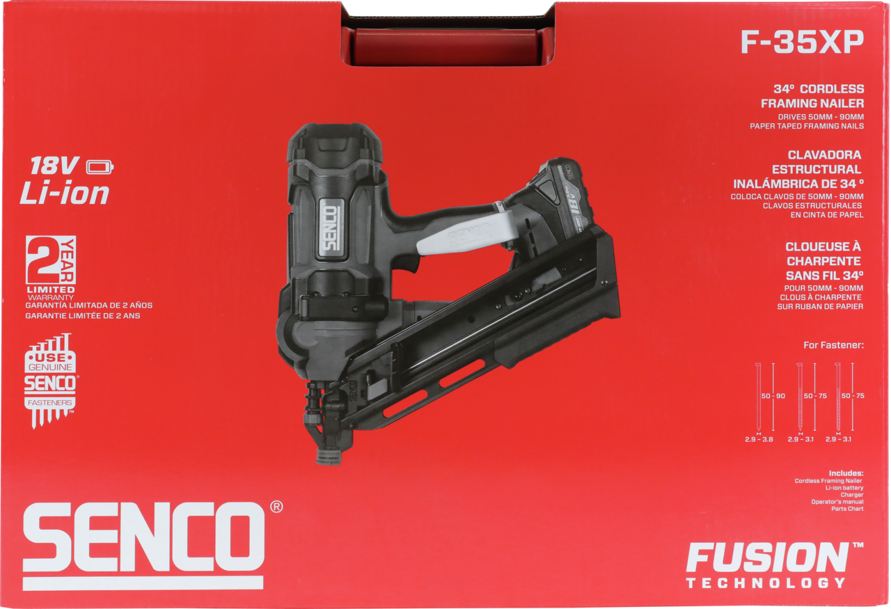Cloueur à charpente CH F-35XP 2.0 Fusion - 50-90 mm - Inclus 2 batteries 18V / 4 Ah + Chargeur - SENCO - 10G2003N - Image 4