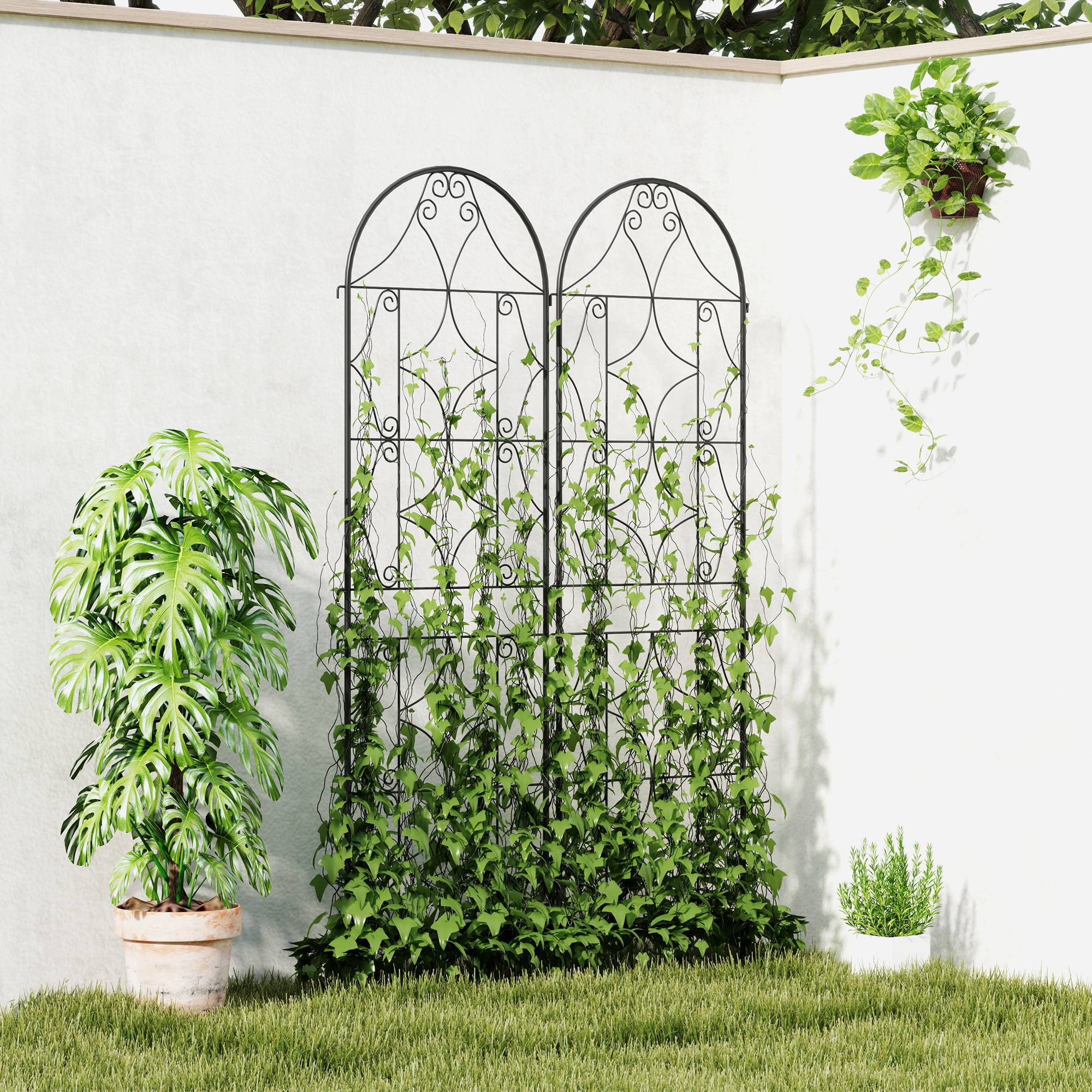 ComfortXL - Treillis plantes grimpantes métal noir 50 x 180 cm lot de 2 pour jardin antirouille - ComfortXL Outdoor Living - Image 3