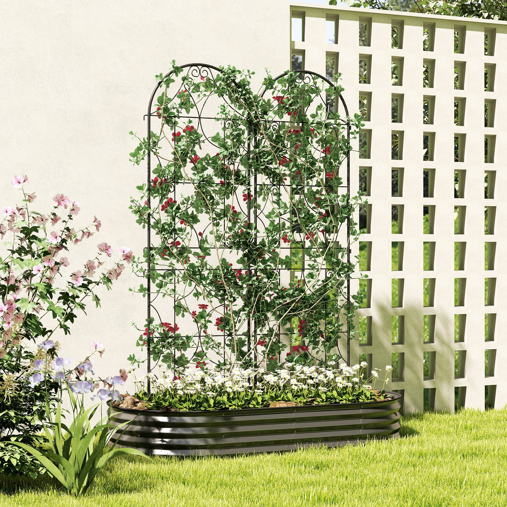 ComfortXL - Treillis plantes grimpantes métal noir 50 x 180 cm lot de 2 pour jardin antirouille - ComfortXL Outdoor Living - Image 2