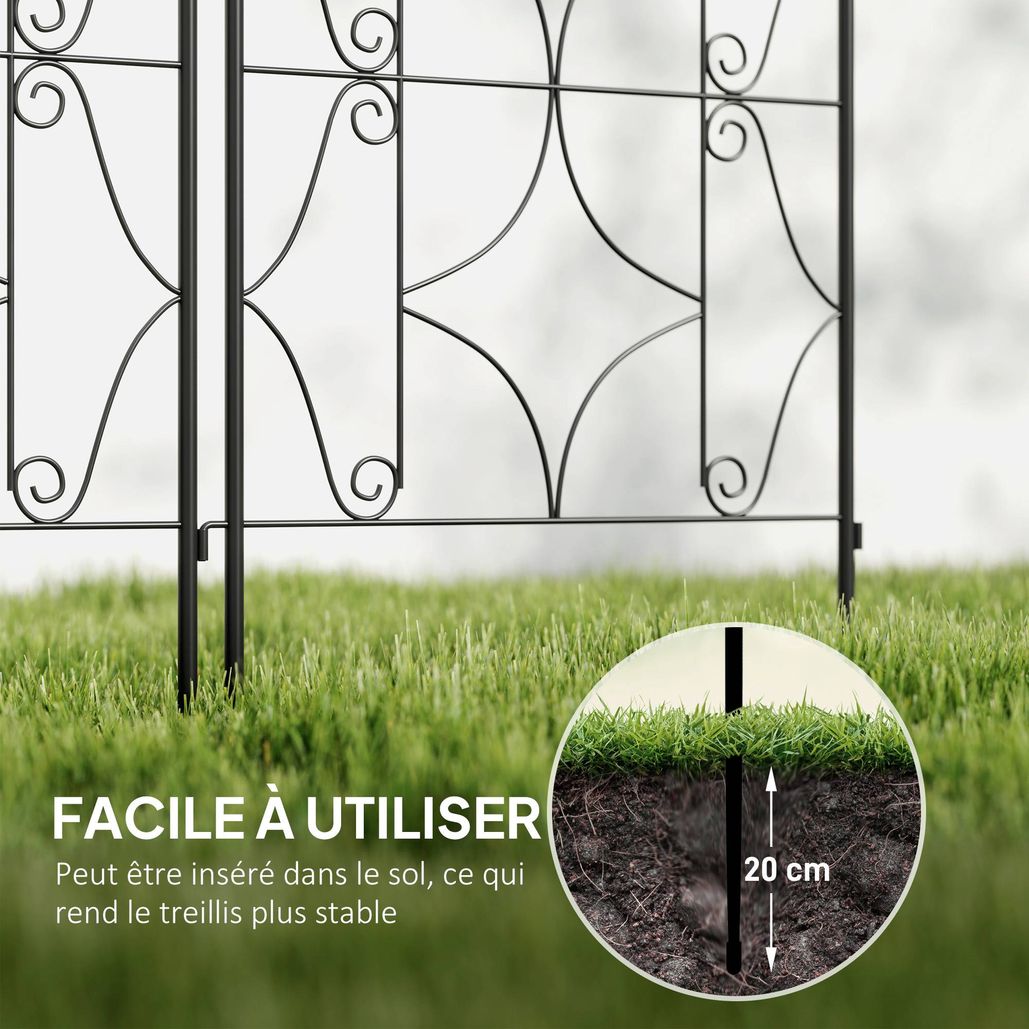 ComfortXL - Treillis plantes grimpantes métal noir 50 x 180 cm lot de 2 pour jardin antirouille - ComfortXL Outdoor Living - Image 6