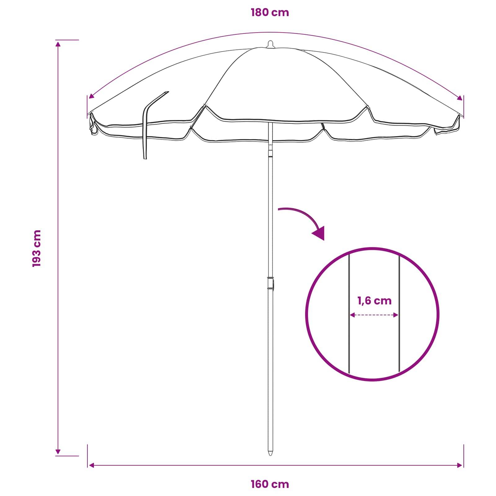 Parasol de jardin polyester 170T bleu et blanc - PANGIVO - Image 8