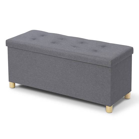 Banc coffre capitonné 100 cm Gris - Image 1