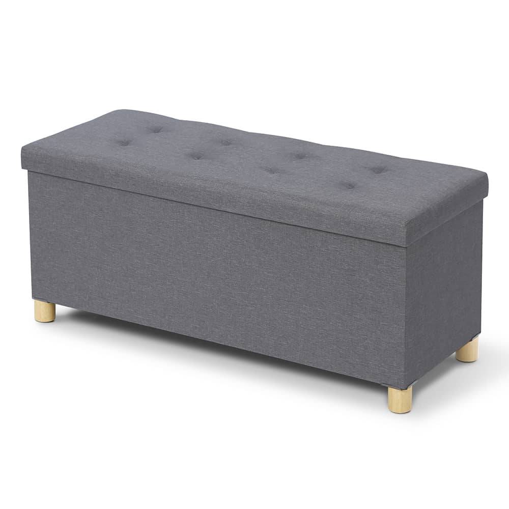 Banc coffre capitonné 100 cm Gris - Image 1