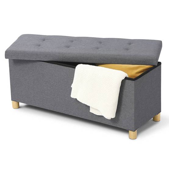 Banc coffre capitonné 100 cm Gris - Image 2
