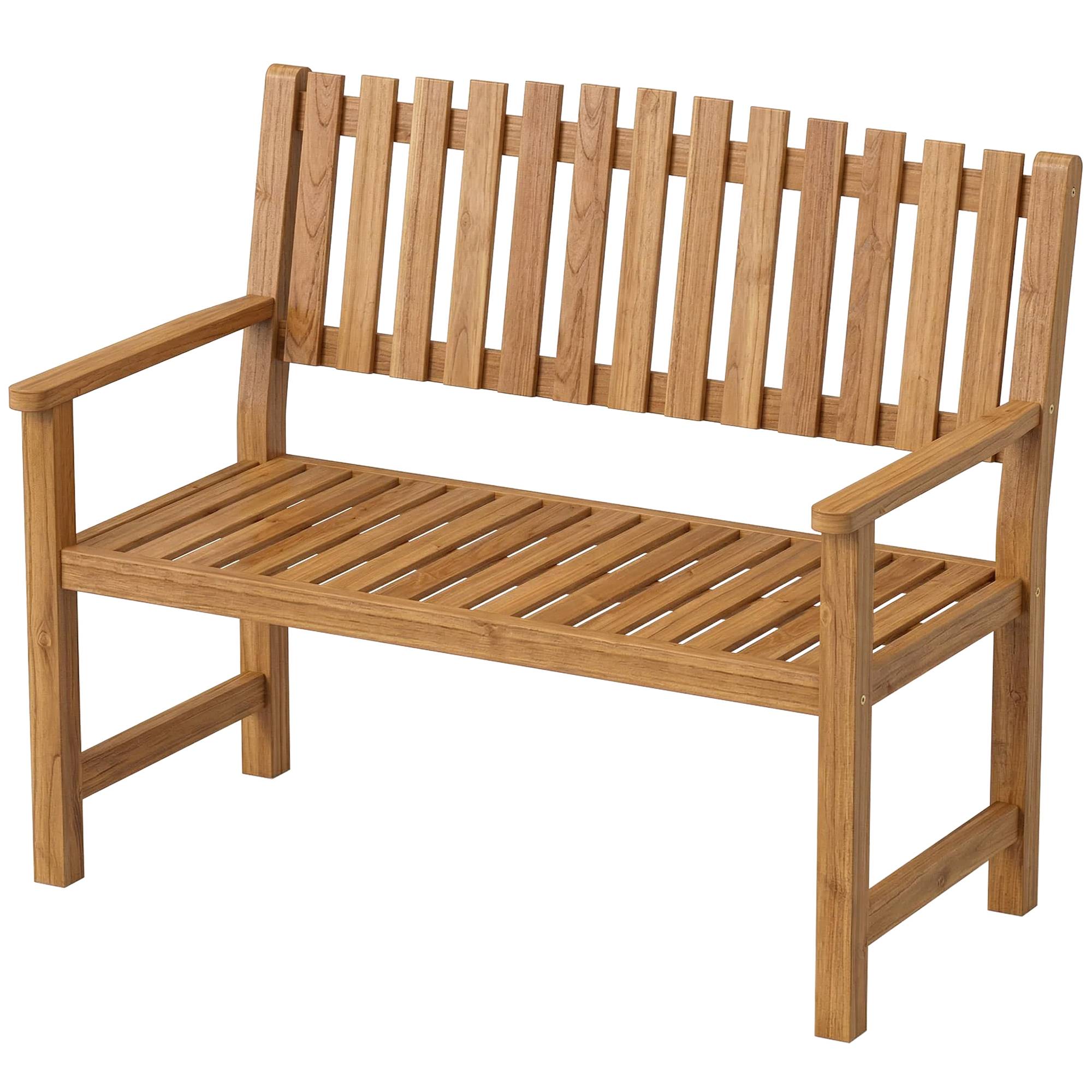 Banc de Jardin Banquette de Terrasse 2 Places Charge Max. 320kg Accoudoirs 112 x 64 x 92 cm Bois d'Acacia Naturel - Image 2