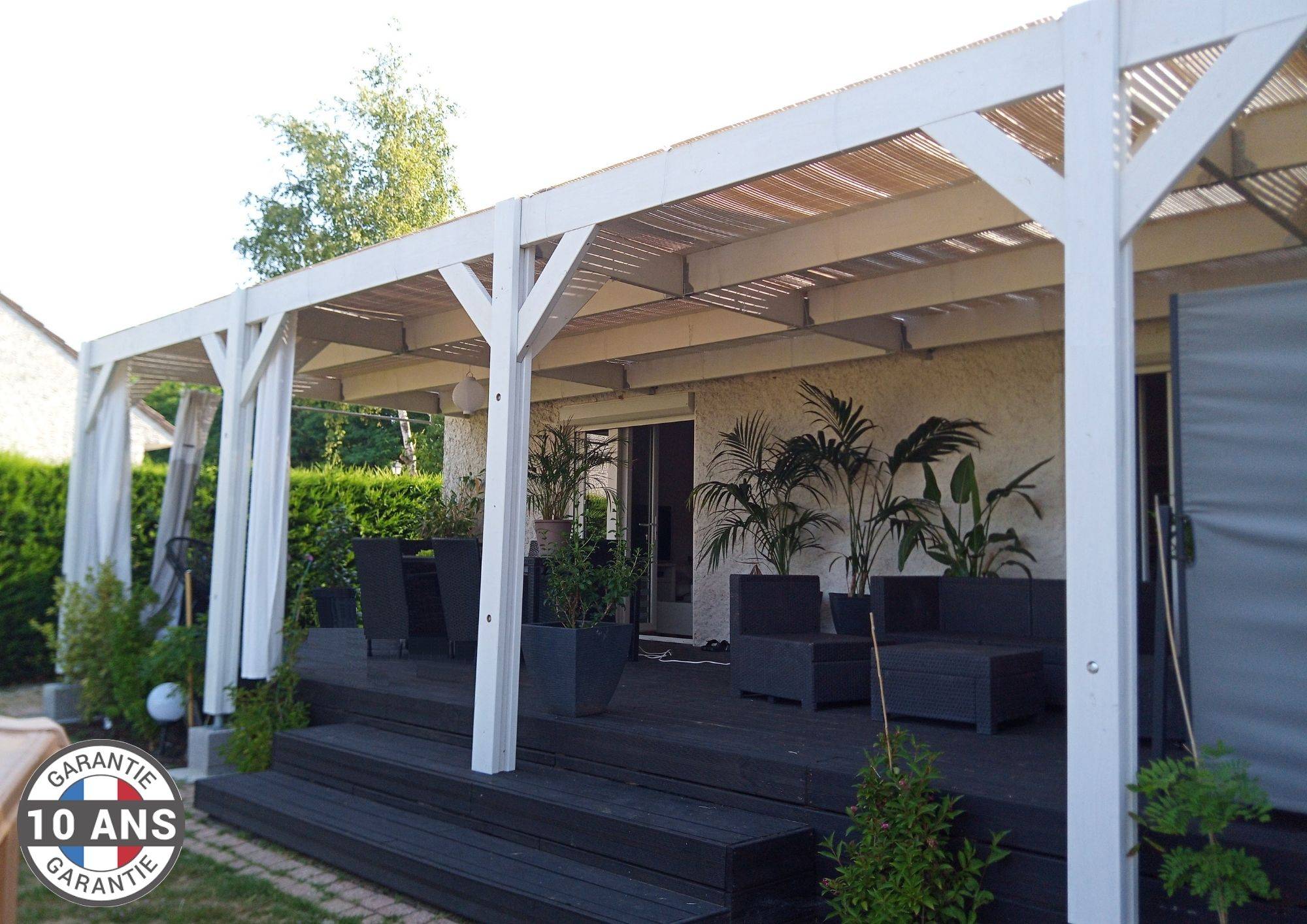 Cpbf Charpentes - Carport adossé toit plat 500cmx800cm, bois DOUGLAS Français (Charpente en bois-auvent-abri voiture) 40 m². Garantie 10 ans
