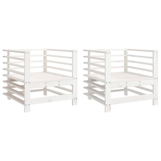Lot de 2 Chaises de jardin - Chaises d'extérieur - Fauteuils de jardin blanc bois massif de pin-JU12750 - Image 1