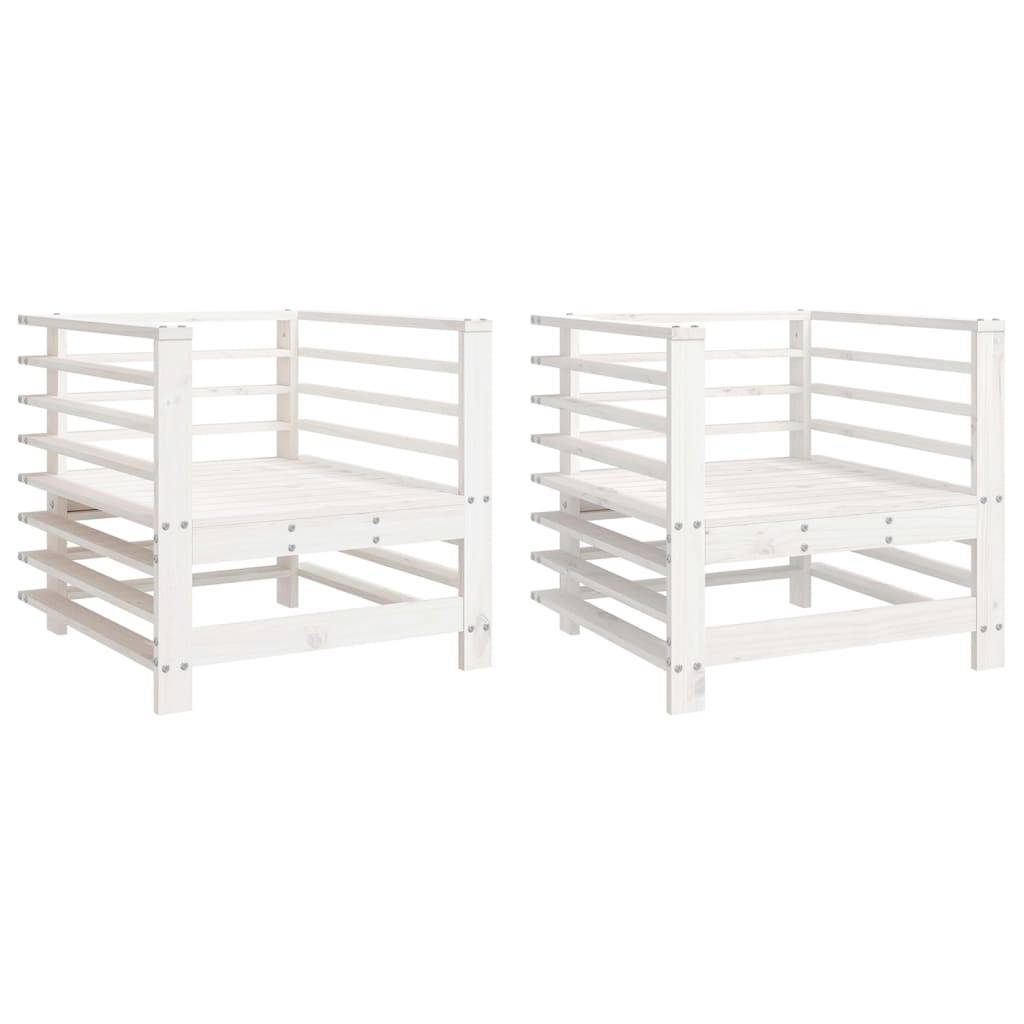 Lot de 2 Chaises de jardin - Chaises d'extérieur - Fauteuils de jardin blanc bois massif de pin-JU12750 - Image 1