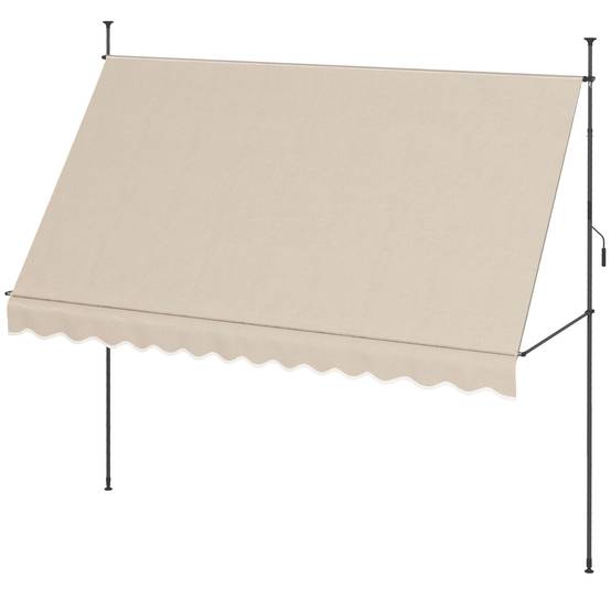 Store banne rétractable manuel à manivelle 350 x 120 x 210-300 cm, hauteur réglable, imperméable et anti-UV, couleur sable - Image 2