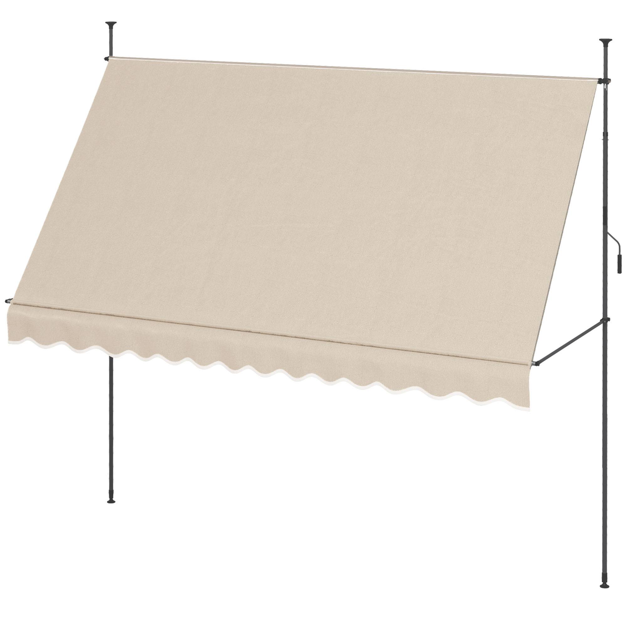 Store banne rétractable manuel à manivelle 350 x 120 x 210-300 cm, hauteur réglable, imperméable et anti-UV, couleur sable - Image 2