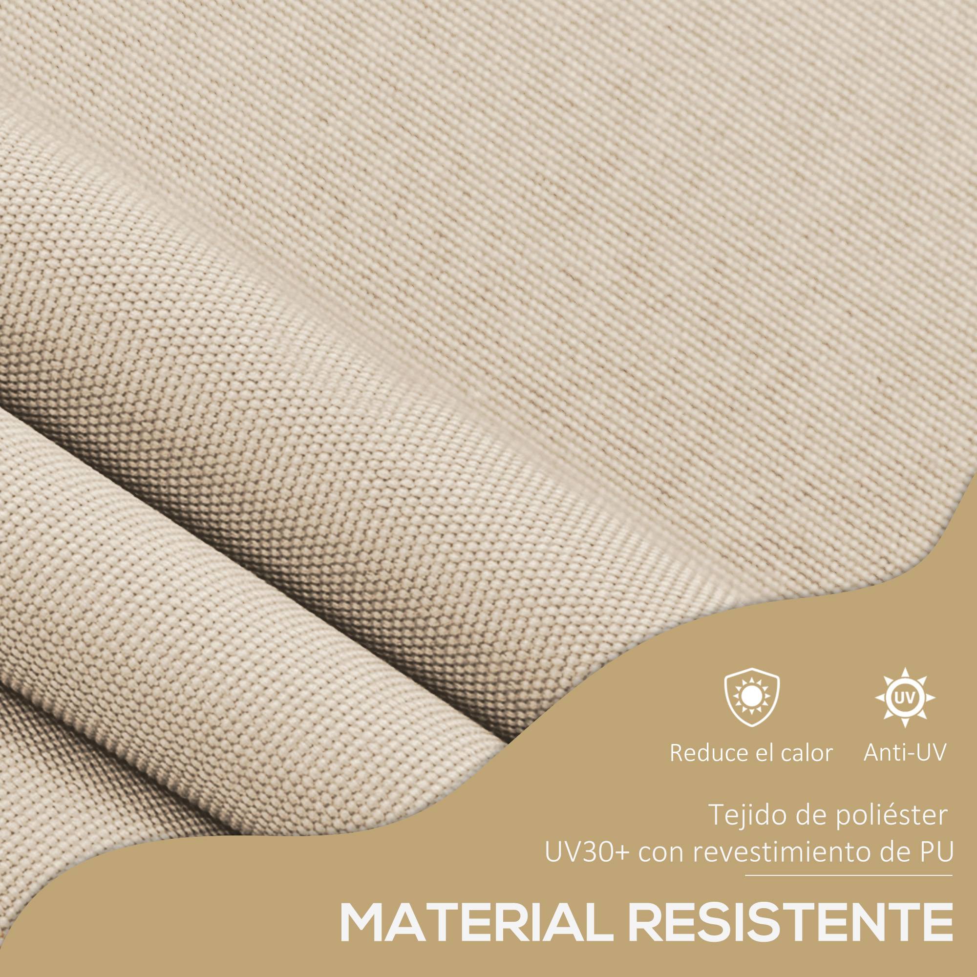 Store banne rétractable manuel à manivelle 350 x 120 x 210-300 cm, hauteur réglable, imperméable et anti-UV, couleur sable - Image 8