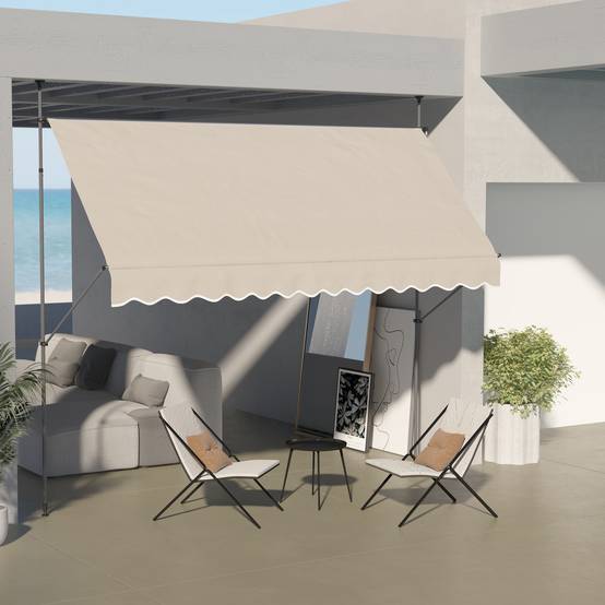 Store banne rétractable manuel à manivelle 350 x 120 x 210-300 cm, hauteur réglable, imperméable et anti-UV, couleur sable - Image 3