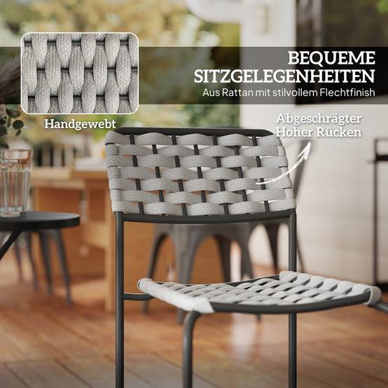 ComfortXL - Salon de jardin 2 places acier polyester gris 3 pièces avec table ronde pour balcon terrasse et petit espace - Image 6
