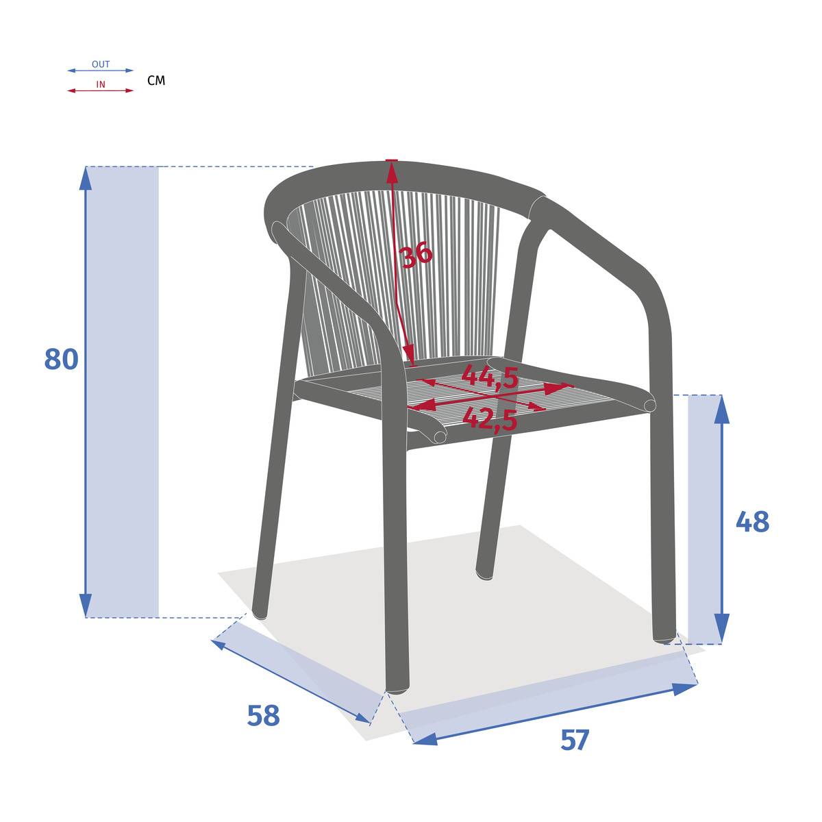 Hesperide - Fauteuil de jardin empilable "Riu" vert wengé & praliné en aluminium traité en epoxy - Hespéride - Image 5