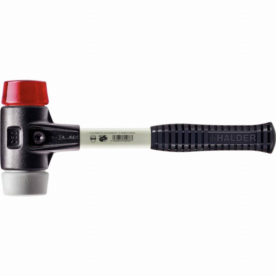 Maillet HALDER SIMPLEX TPE moyen / plastique avec boîtier en fonte malléable renforcée et manche en fibre de verre - D=60 mm - 3736.060