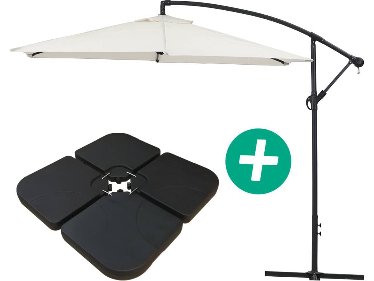 Habitat Et Jardin - Parasol Jardin Déporté Alu "ilios" - Rond - ø 3 M - Ecru - Dalles Incluses -habitat Et Jardin - Image 1