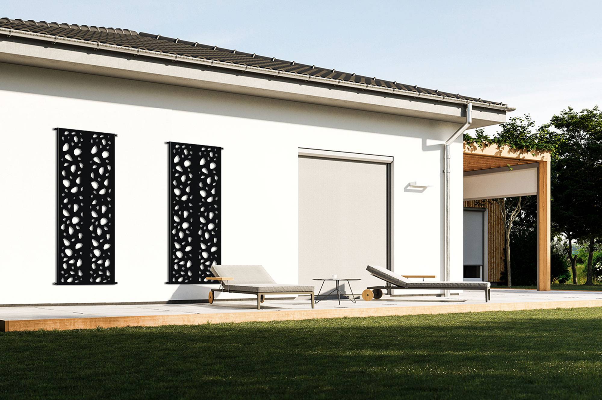 Casanoov Lot de 2 panneaux décoratifs SUNNY Noir H.160 cm motifs sur les côtés - Image 7