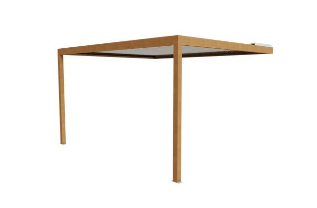 Pergola Bioclimatique Adossée Motorisée Éclairée Aluminium 4x3,5 Aspect Bois SV ORIAL France - Image 4