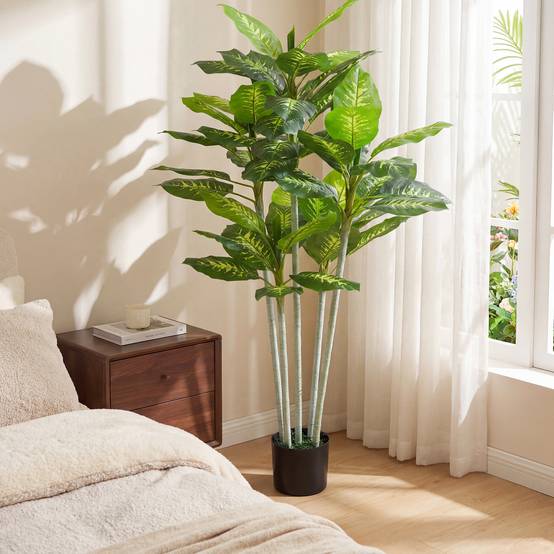 Plante calathea artificielle PE pour décoration intérieure 53 feuilles 150 cm Vert - ComfortXL Outdoor Living - Image 10