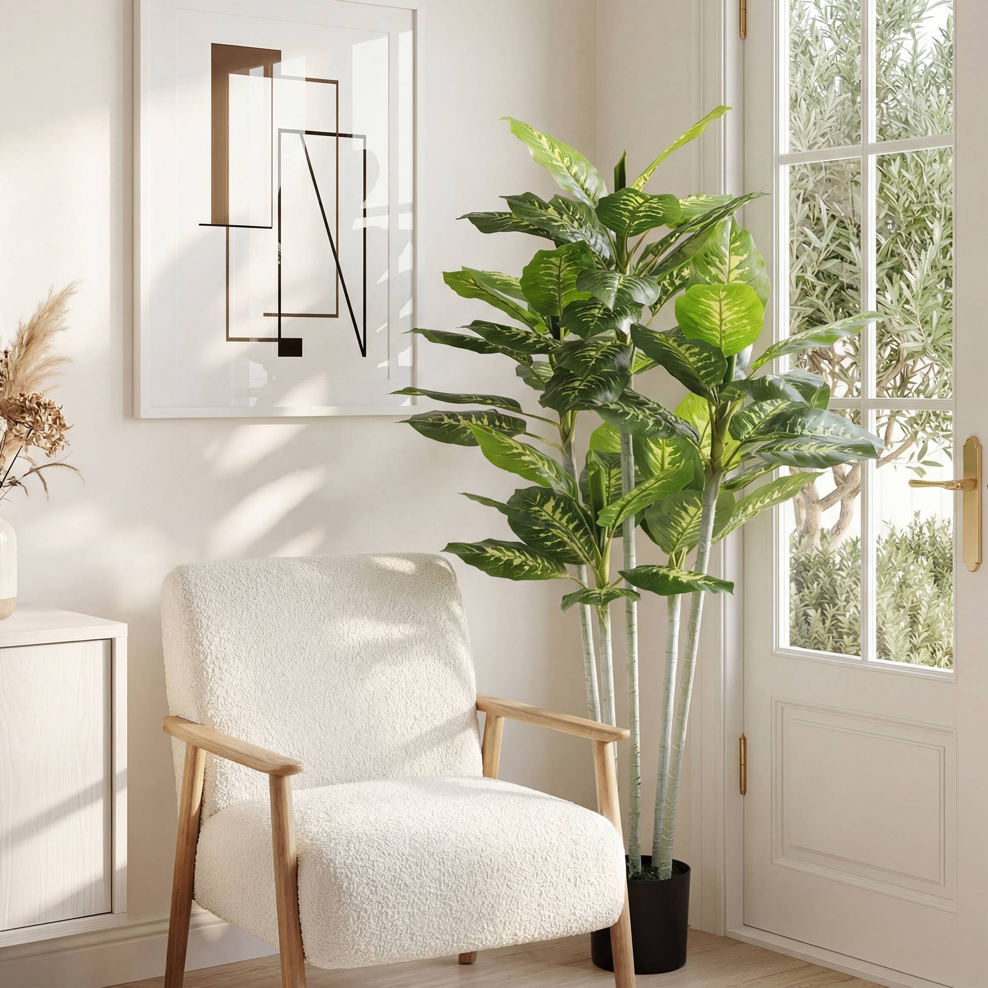Plante calathea artificielle PE pour décoration intérieure 53 feuilles 150 cm Vert - ComfortXL Outdoor Living - Image 9