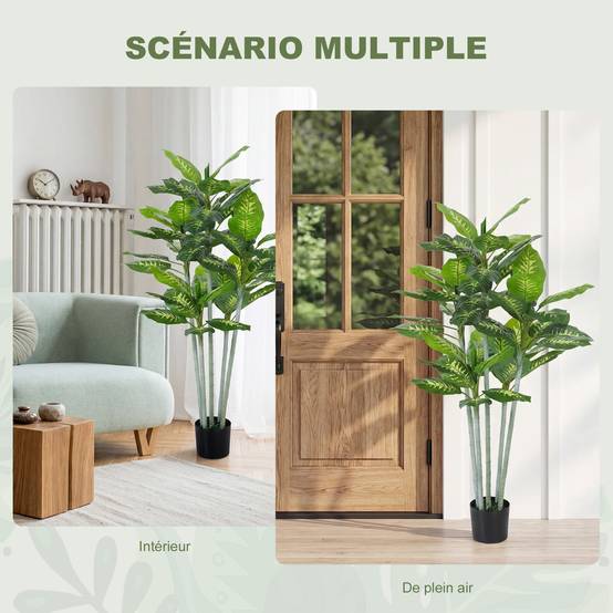 Plante calathea artificielle PE pour décoration intérieure 53 feuilles 150 cm Vert - ComfortXL Outdoor Living - Image 7