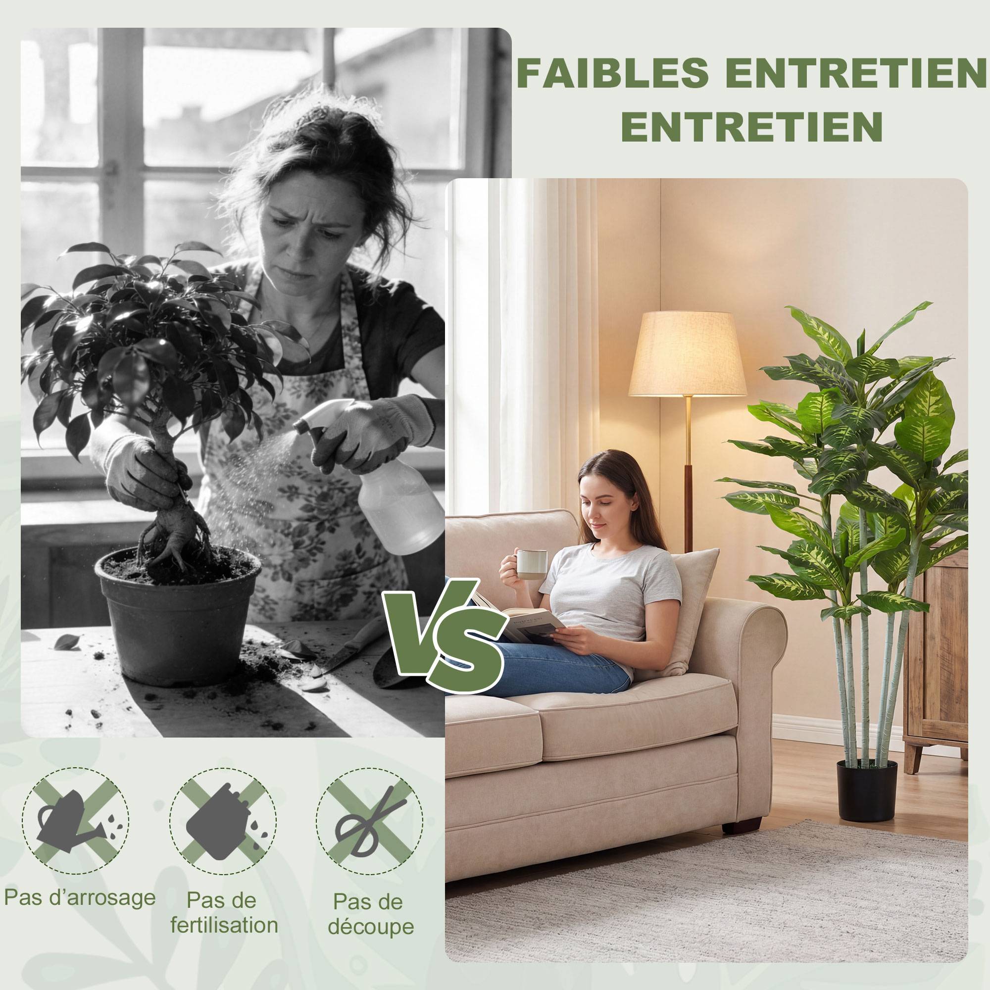 Plante calathea artificielle PE pour décoration intérieure 53 feuilles 150 cm Vert - ComfortXL Outdoor Living - Image 8