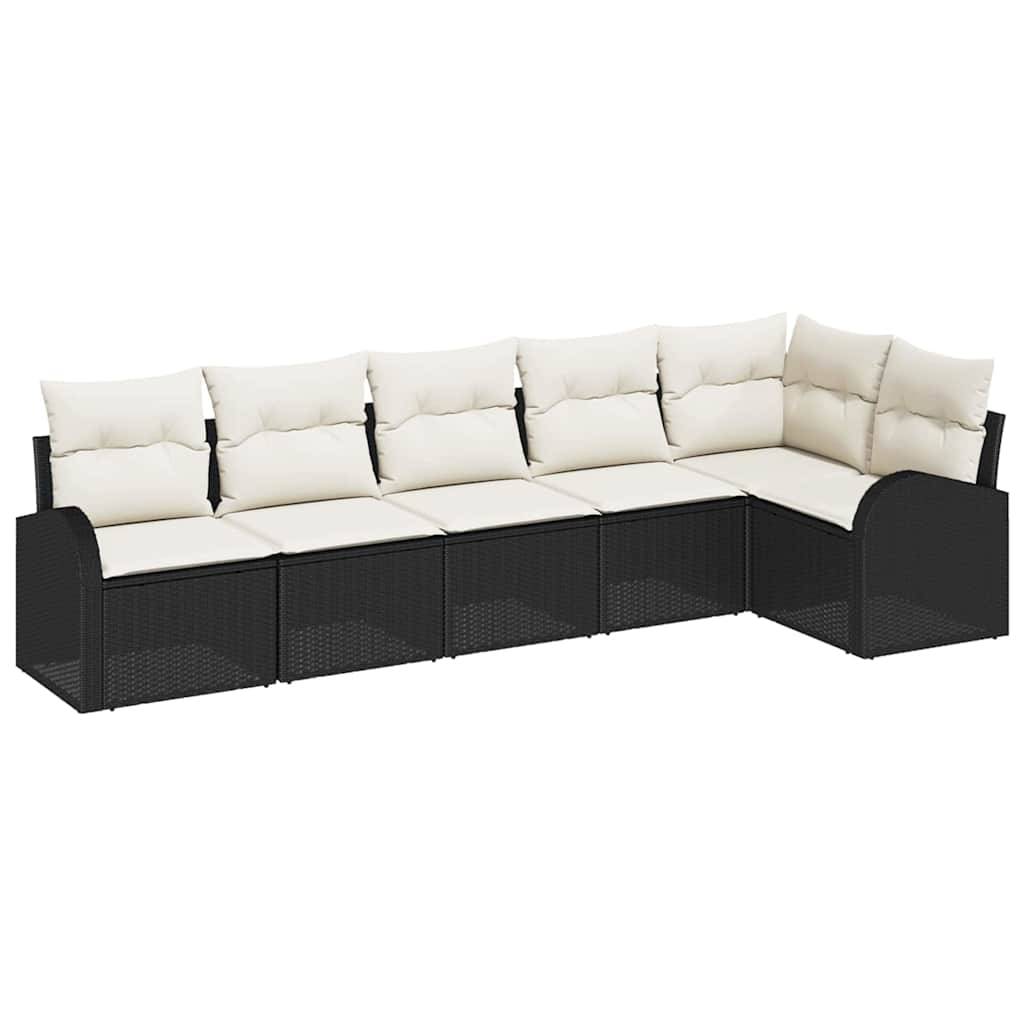 Salon de Jardin 6 Places en Poly Rotin Modulable pour Terrasse Noir – ComfortXL Outdoor Living - Image 2