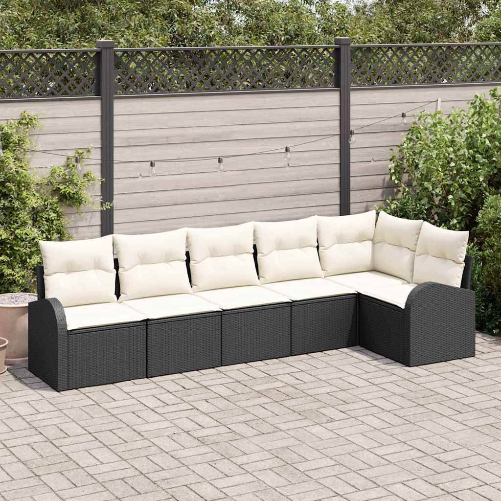 Salon de Jardin 6 Places en Poly Rotin Modulable pour Terrasse Noir – ComfortXL Outdoor Living - Image 1