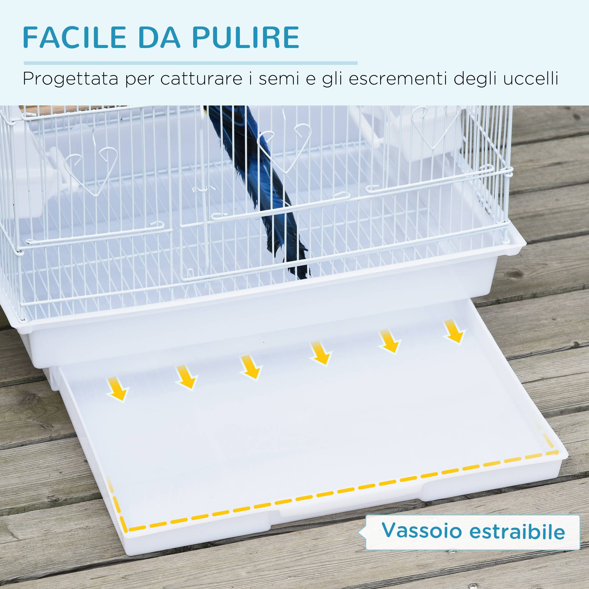 ComfortXL - Cage oiseaux acier 46,5 x 35,5 x 92 cm blanche avec perchoirs balançoire et plateau - ComfortXL Outdoor Living - Image 7