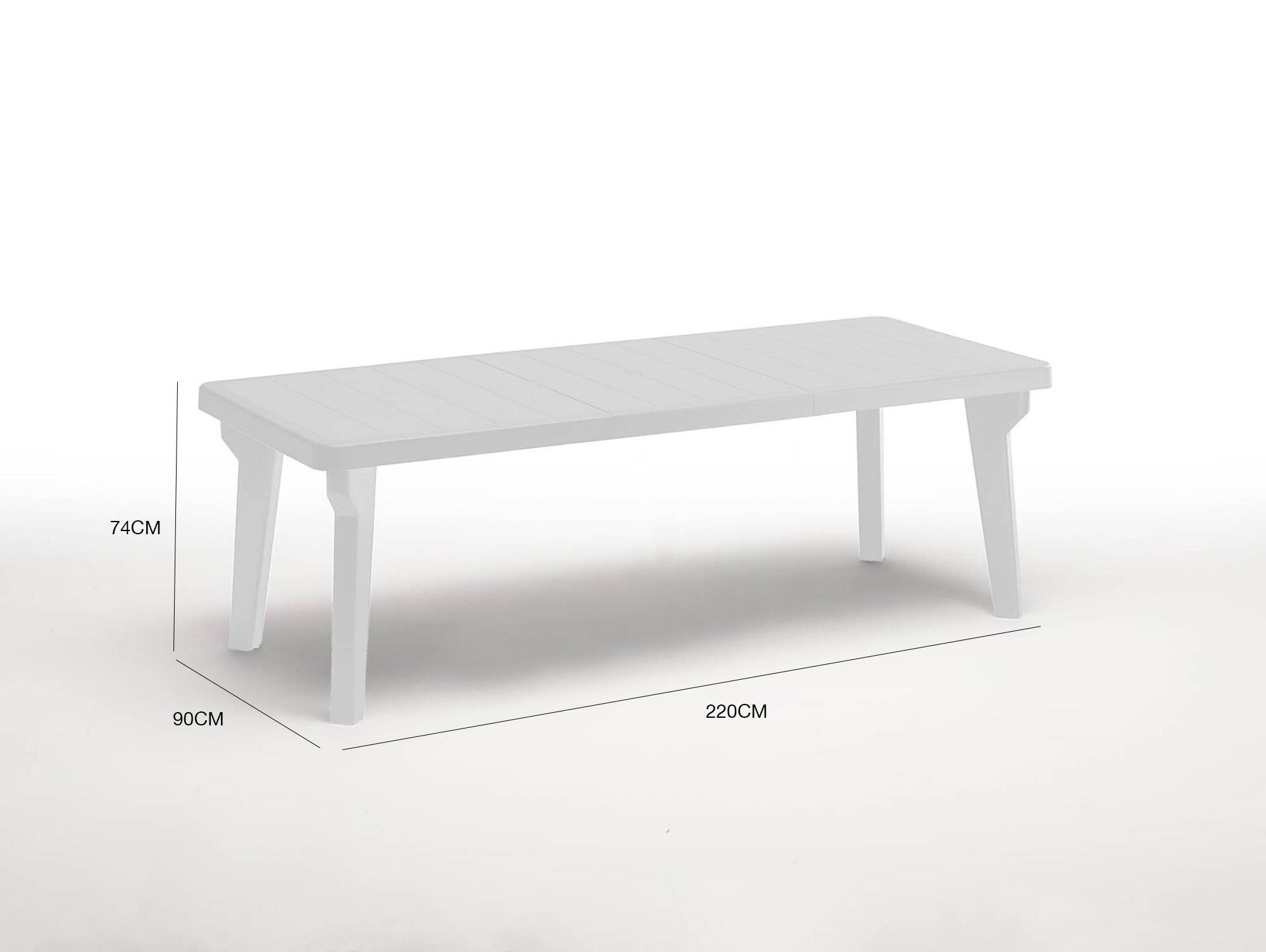 Dmora - Table d'extérieur Dhristo, Etagère rectangulaire, Table de jardin ou de bar extensible, 100% Made in Italy, 160-220x90h74 cm, Blanc - Dmora - Image 3