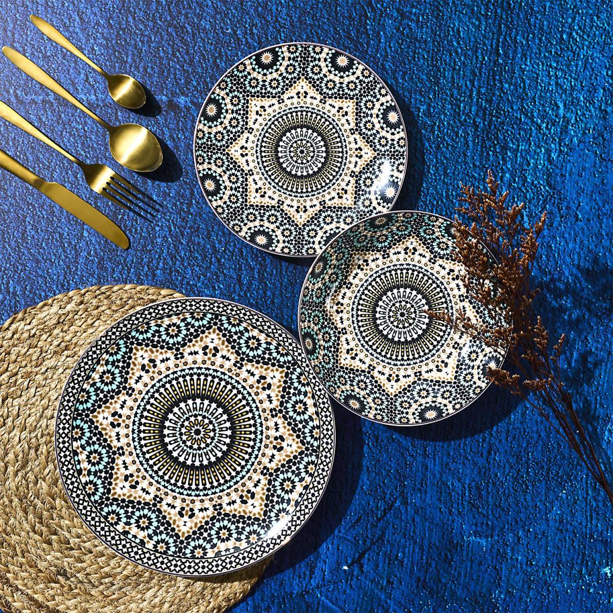 The Home Deco Factory - Lot de 6 Assiettes Creuses "Noura" 20cm Multicolore - Image 4