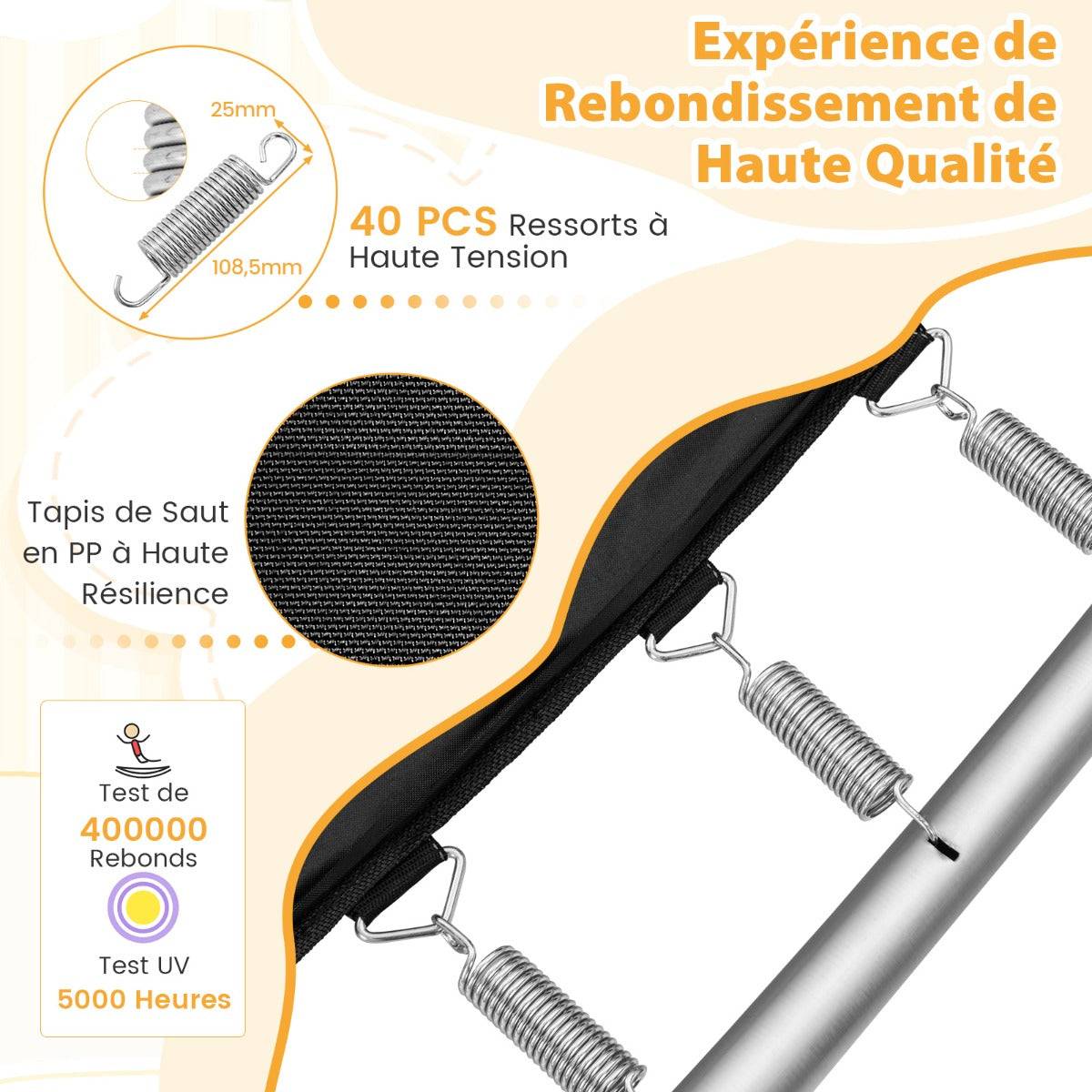 Helloshop26 - 2 en 1 trampoline enfants 190 x 122cm avec balançoire amovible trampoline de jardin avec filet de sécurité charge 100 kg pour 3 ans+ noir orange - Image 3