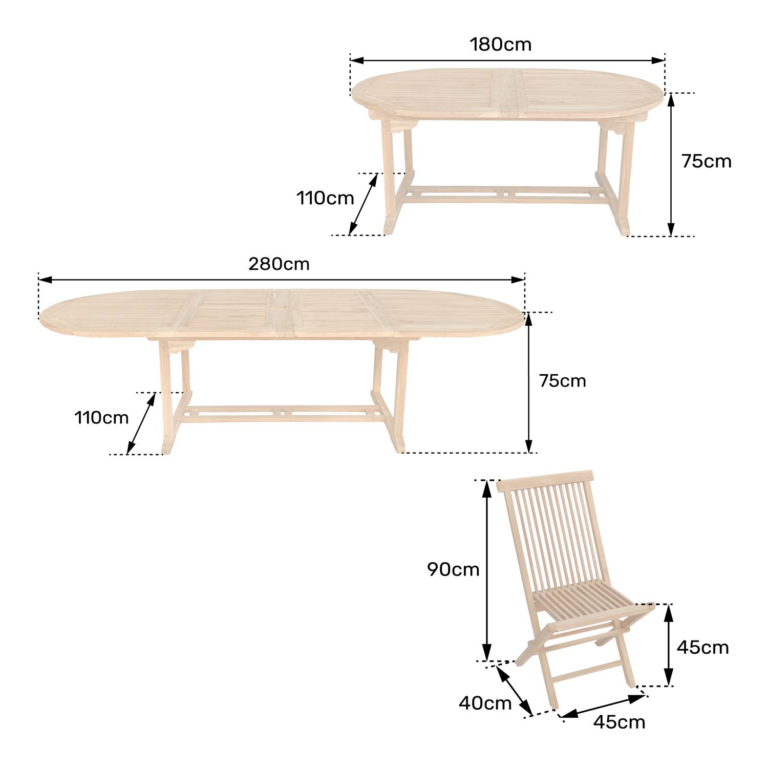 Happy Garden - Salon de jardin en teck LOMBOK - table ovale extensible - 10 places - HAPPY GARDEN - Image 10