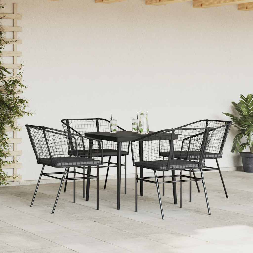Vidaxl - Ensemble à manger de jardin et coussins 5 pcs-Salons de jardin noir rotin verre 122199 - Image 3