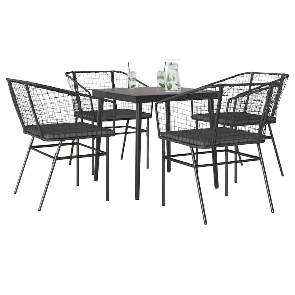Vidaxl - Ensemble à manger de jardin et coussins 5 pcs-Salons de jardin noir rotin verre 122199 - Image 1