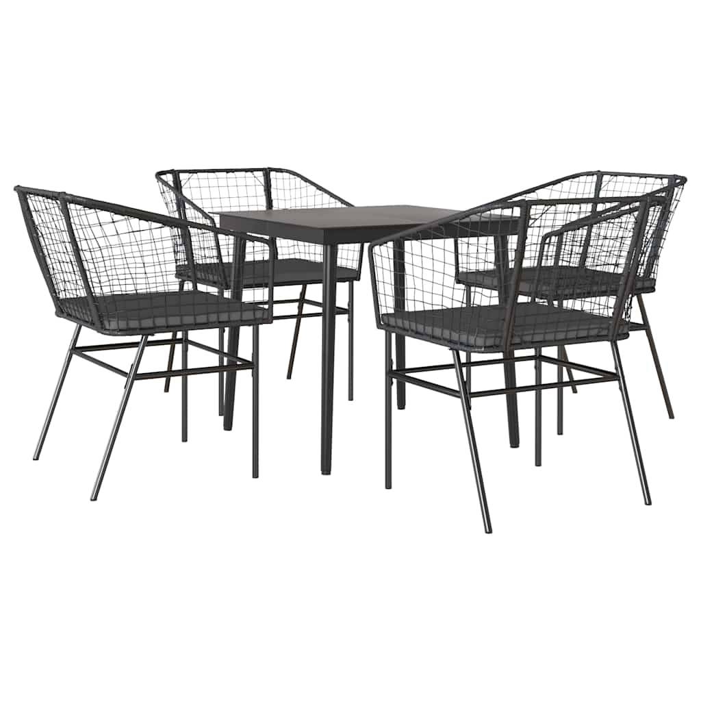 Vidaxl - Ensemble à manger de jardin et coussins 5 pcs-Salons de jardin noir rotin verre 122199 - Image 2