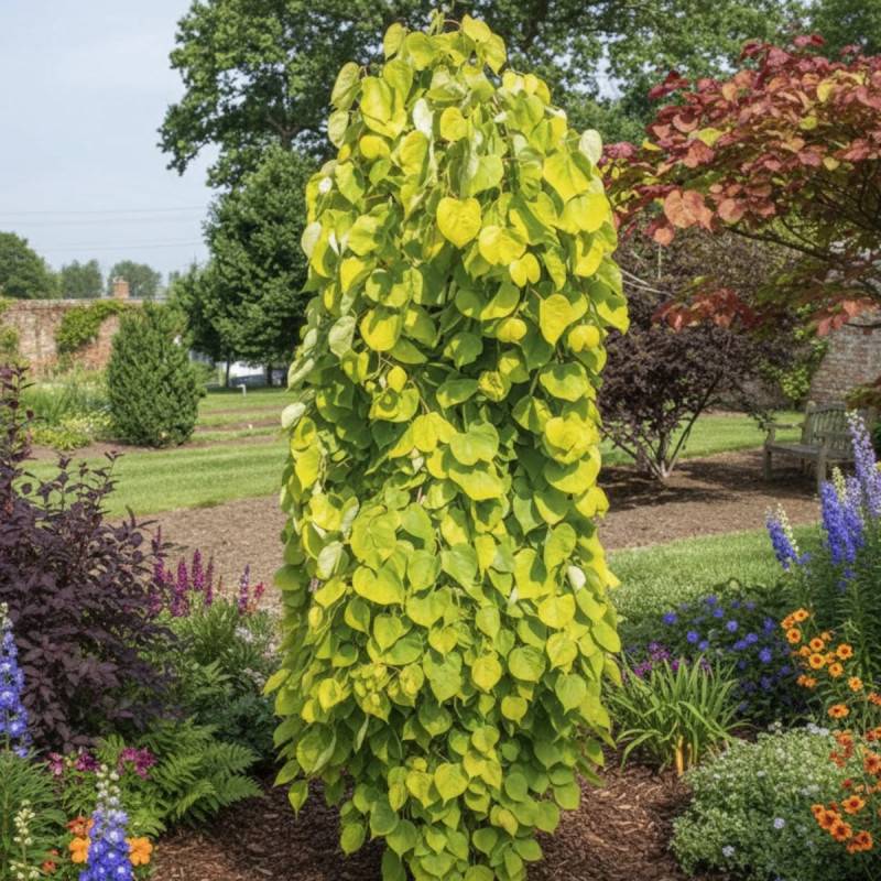 Cercis du Canada Golden Falls® 'NC2015 12', Arbre de Judée, Gainier du Canada à fleurs Rose - feuillage Caduc - Pot de 15L - Baliveau-  hauteur à matu - Image 2