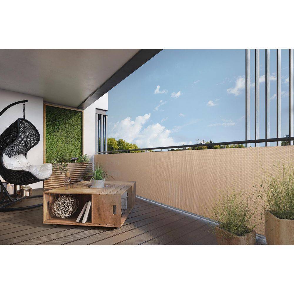 Rattan Art - Brise-vue en résine tressée pour balcon et clôture coloris marron et beige 0.9 x 3 m - Image 2