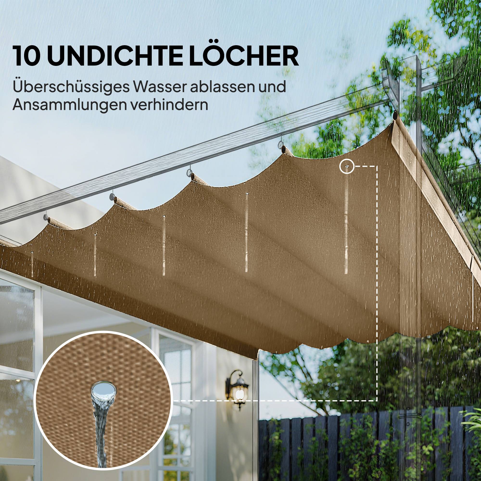 ComfortXL - Toile de rechange pour pergola rétractable polyester toit anti-UV 250x255cm Marron - ComfortXL Outdoor Living - Image 8