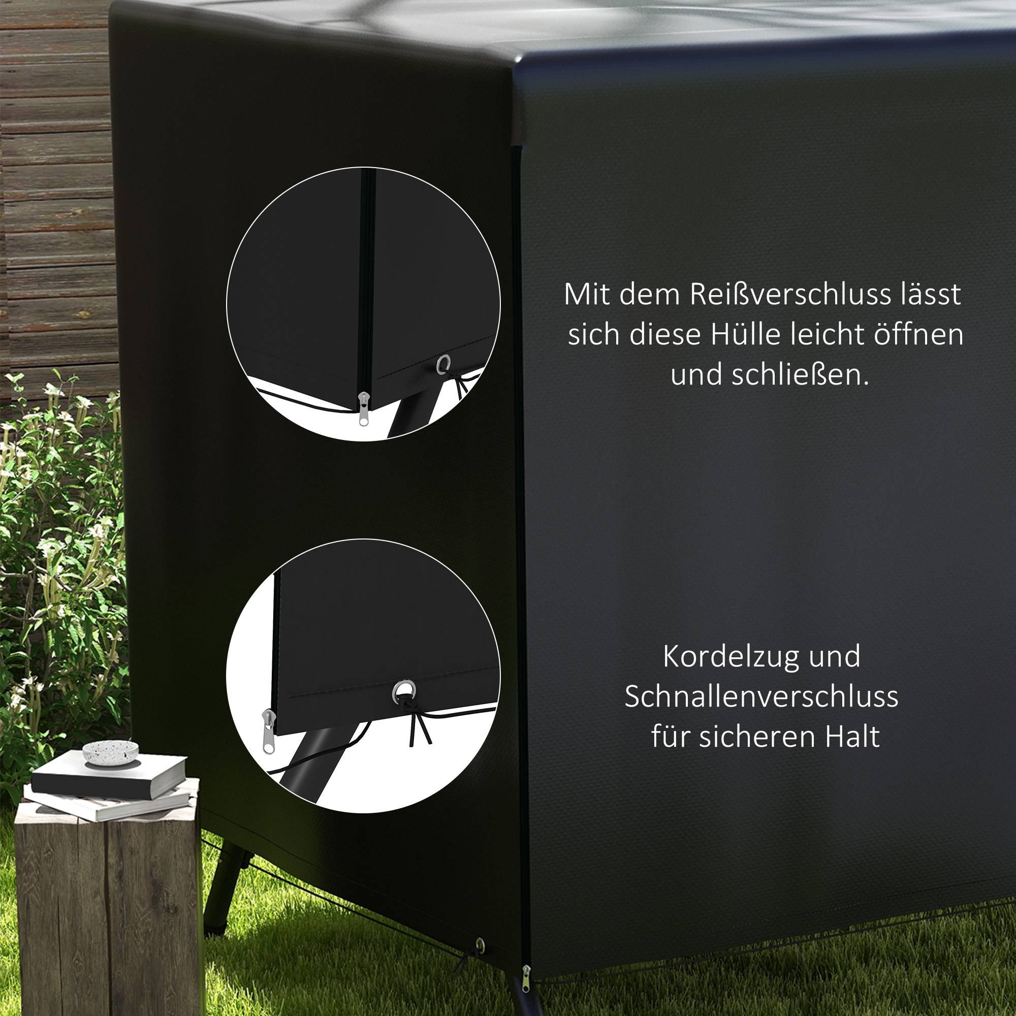 Housse de Protection Mobilier Jardin PE Balancelle Imperméable 215x155x150 Noir - ComfortXL Outdoor Living - Image 7