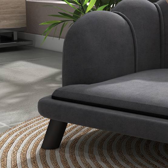 Canapé chien lit pour chien chat design contemporain coquillage dim. 98L x 60l x 35H cm coussin moelleux velours gris - Image 10