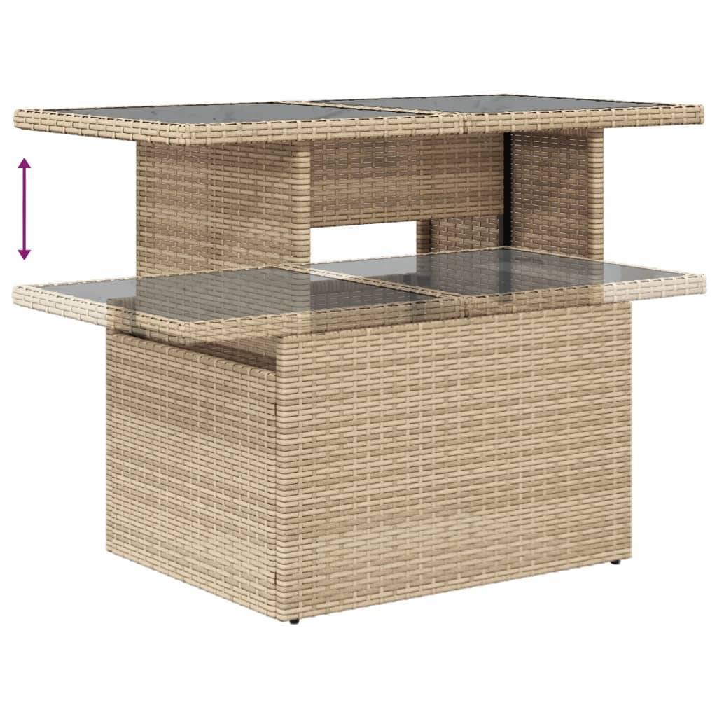 PANGIVO - Table de jardin poly rotin verre beige 100 x 55 x 73 cm - PANGIVO - Image 8