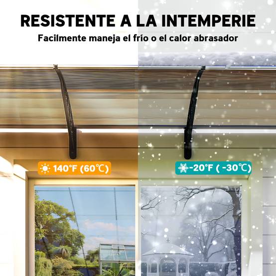 Store extérieur pour portes et fenêtres 303 x 96 x 27 cm avec bande en alliage d'aluminium et polycarbonate PP marron - Image 8