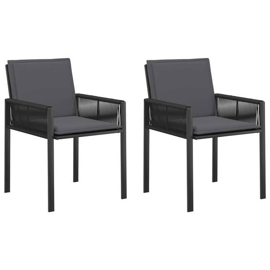 Chaises de jardin polyrotin noir et gris foncé 56.5 x 62.5 x 83 cm - PANGIVO - Image 2