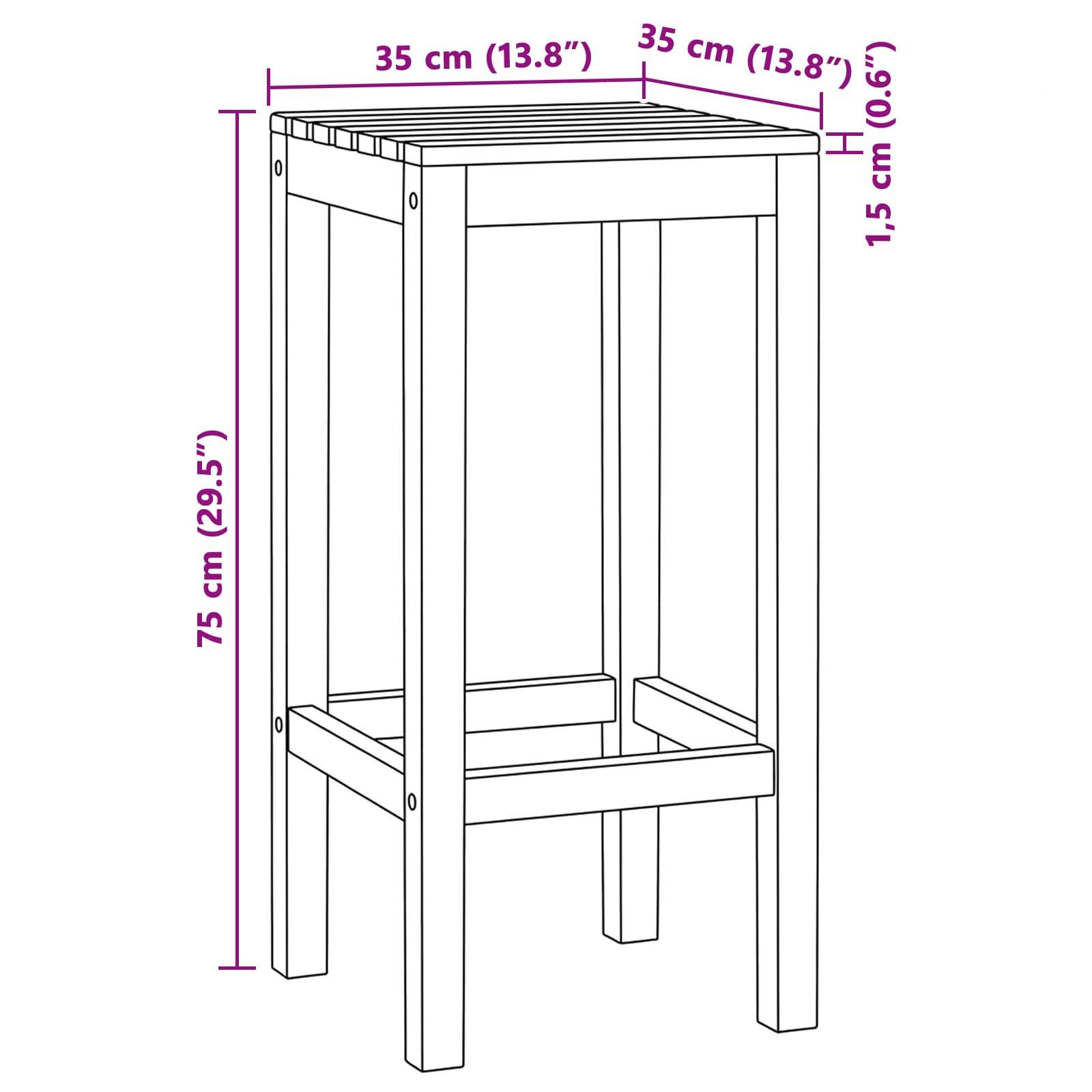 Tabouret de bar bois de teck naturel 35 x 35 x 75 cm - PANGIVO - Image 9