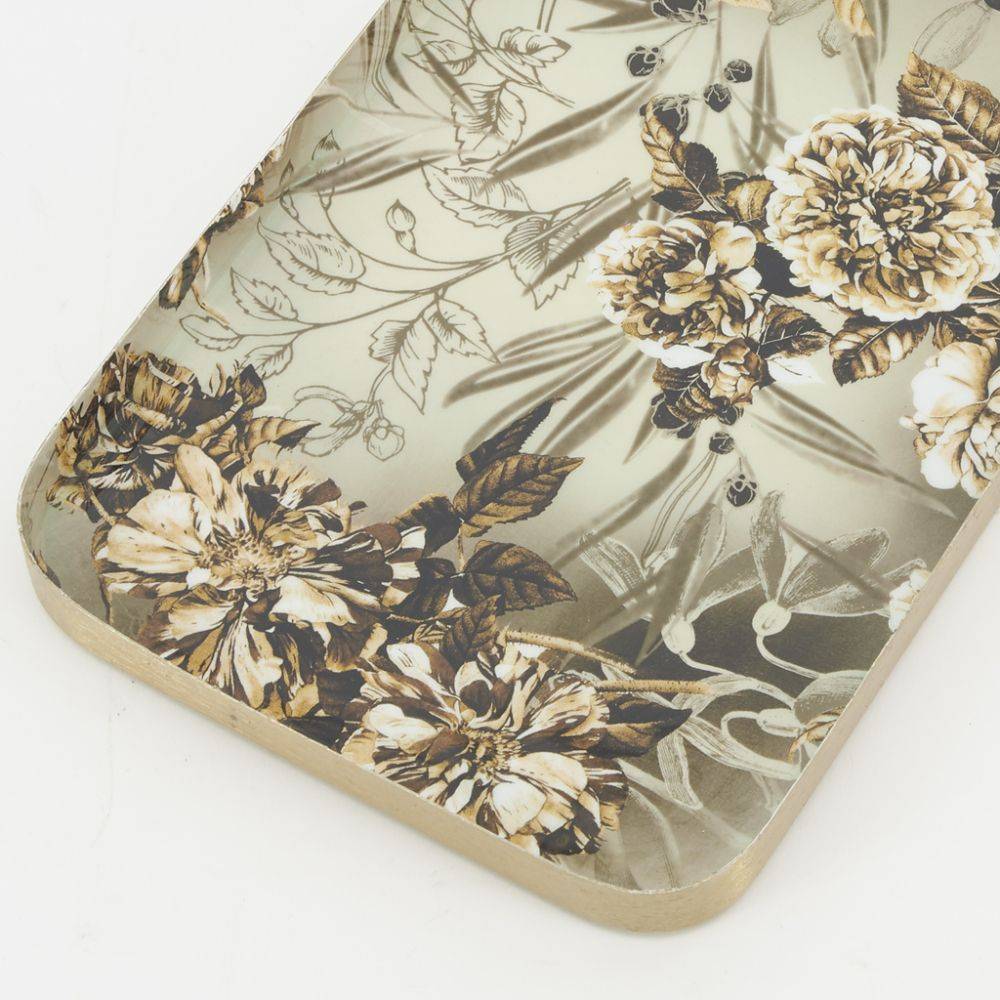 Aubry Gaspard - Plateaux rectangulaires en métal Fleurs retro (lot de 2) - Image 4