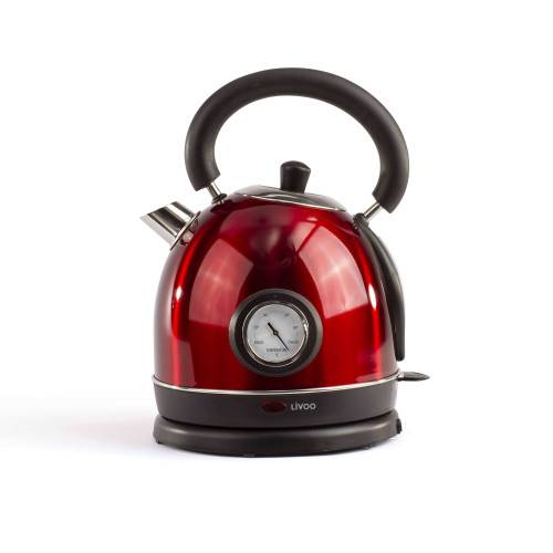 Livoo - Bouilloire rétro rouge avec thermomètre 1800W - Image 2